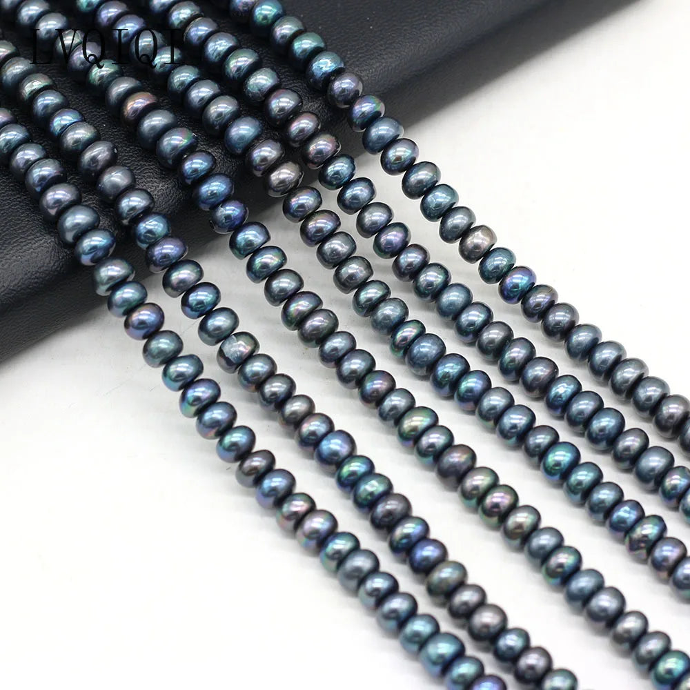 LVQIQI Natürliche Süßwasser Perle Oblate Schwarz Perlen Lose Perlen Für Schmuck Machen DIY Charm Armband Halskette Ohrring Zubehör