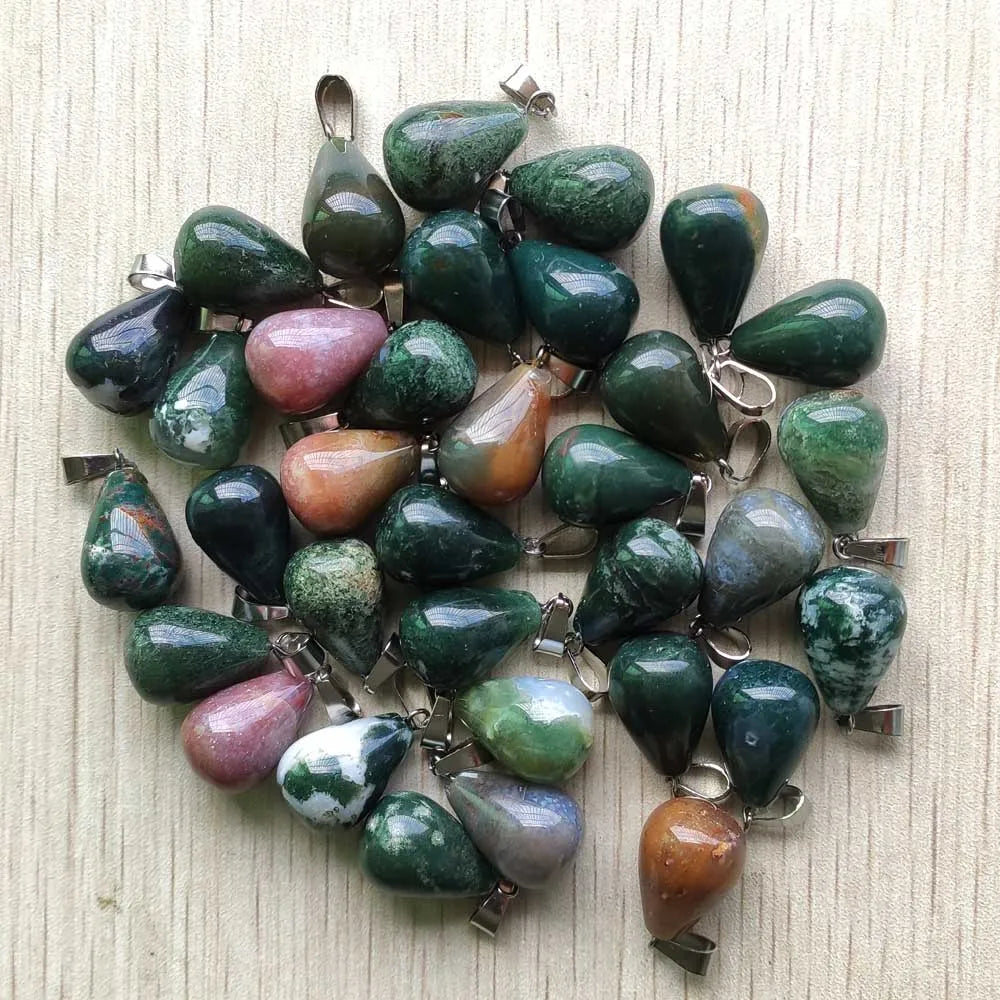 Mode verschiedene gemischte Naturstein Wassertropfen Anhänger Charms DIY Halsketten Schmuck Zubehör machen 50 teile/los Großhandel