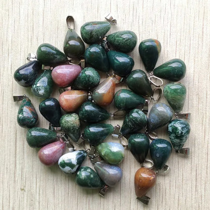 Mode verschiedene gemischte Naturstein Wassertropfen Anhänger Charms DIY Halsketten Schmuck Zubehör machen 50 teile/los Großhandel