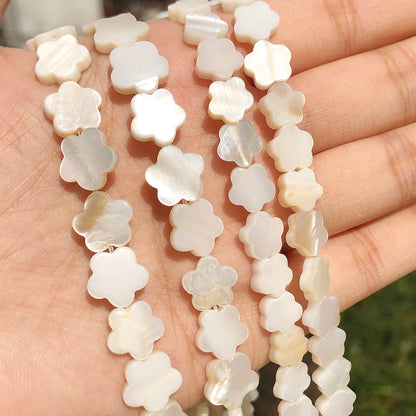 Natürliche weiße Blume, Pflaumenmuschel, Perlmutt, lose Distanzperlen für Schmuckherstellung, DIY, handgefertigtes Armband, Halskette, 6, 8, 10 mm