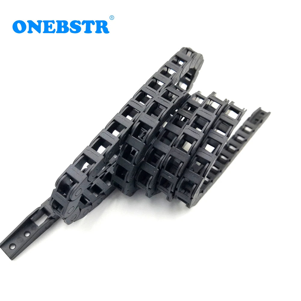 YCHEN 1 Meter 5 x 5 mm Schleppkette, Drahtträger, Kabelhalter, Miniatur-Brückentyp, nicht öffnend, mit Endanschlüssen, Nylon-Schleppleine