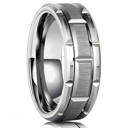 Moderne 8mm Schwarz Titan stahl Ringe für Männer Frauen Nut Facetten Edelstahl Männer Ring Hochzeit Band schmuck Großhandel