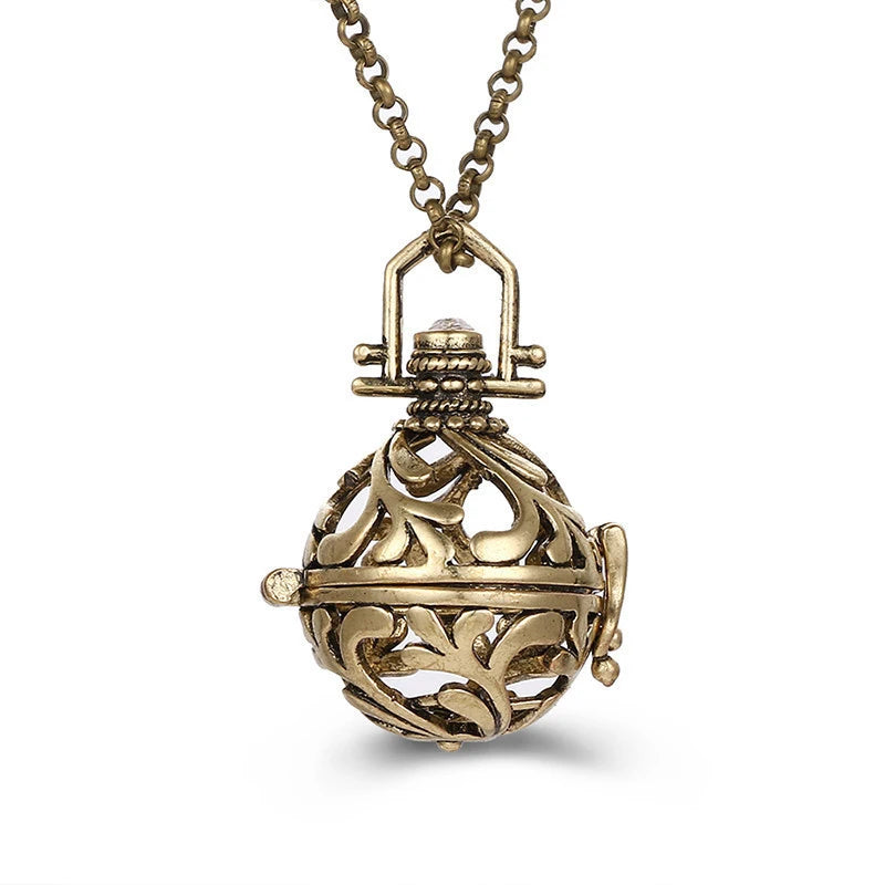 2020 beliebte Multi-Stile hohle Vintage-Halskette Schmuck Musik Ball Schwangerschaft Glocke Halskette Aroma ätherisches Öl Medaillon Anhänger