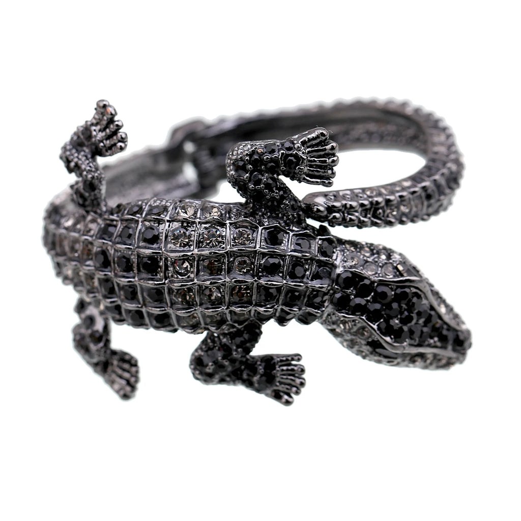 Neue Mode Tier Stil Vintage Krokodil Armreif Antike Goldene Überzogene Volle Strass Manschette Armreif Schmuck 4 Farben
