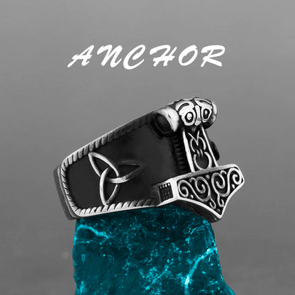 Nordic Viking Edelstahl Ring Anker Kompass Baum des Lebens Viking Rune Wolf Männer und Frauen Ring Schmuck Fabrik Großhandel