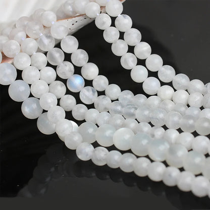 AAA+ Natürlicher weißer Mondstein, runde lose Perlen für Schmuckherstellung, DIY-Armbänder, 6/8/10 mm, Edelsteinperlen