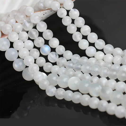AAA+ Natürlicher weißer Mondstein, runde lose Perlen für Schmuckherstellung, DIY-Armbänder, 6/8/10 mm, Edelsteinperlen
