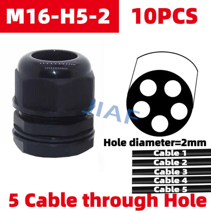 10PCS Mehr Löcher Wasserdichte Kunststoff Kabelverschraubung M20 * 1,5 Mit Abschlepplöcher M25 * 1,5 Nylonverschraubung M32 * 1,5 Schwarz Grau Dichtungsverbindung M16