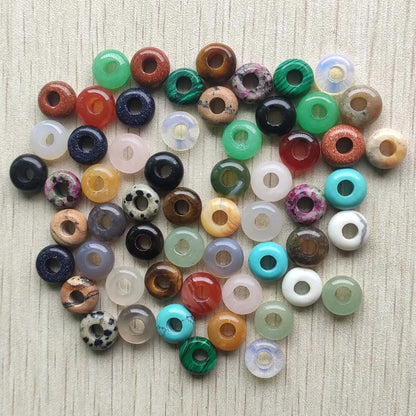 Mode gute Qualität Naturstein Mix runde Charms großes Loch Charms Perlen 10mm für Schmuckherstellung 50 Stück Großhandel kostenloser Versand