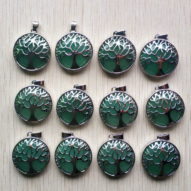 Großhandel 12 teile/los mode naturstein legierung baum des lebens mix Anhänger für halsketten schmuck zubehör machen schnelle versand
