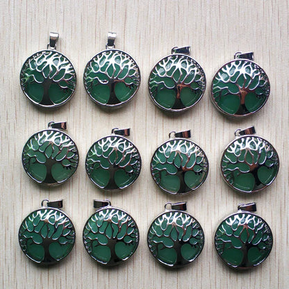 Großhandel 12 teile/los mode naturstein legierung baum des lebens mix Anhänger für halsketten schmuck zubehör machen schnelle versand