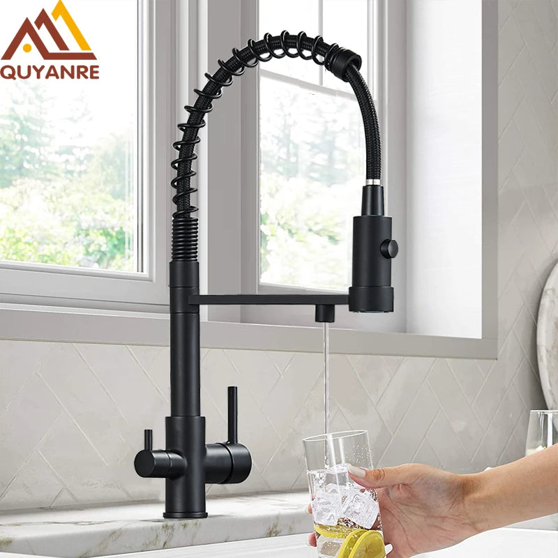 Schwarz Gefilterte Küche Wasser Filter Küche Armaturen Dual Auslauf Filter Wasserhahn Mixer Wasser Reinigung Wasser Kran Für Küche