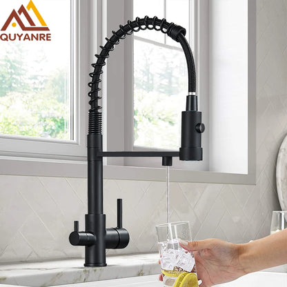 Schwarz Gefilterte Küche Wasser Filter Küche Armaturen Dual Auslauf Filter Wasserhahn Mixer Wasser Reinigung Wasser Kran Für Küche