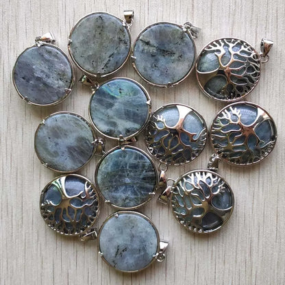 Großhandel 12 teile/los mode naturstein legierung baum des lebens mix Anhänger für halsketten schmuck zubehör machen schnelle versand