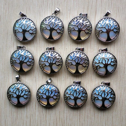Großhandel 12 teile/los mode naturstein legierung baum des lebens mix Anhänger für halsketten schmuck zubehör machen schnelle versand