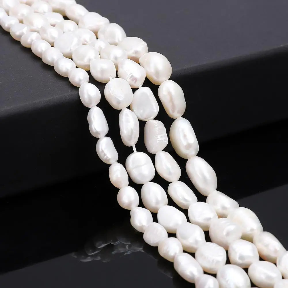 Feine 100 % natürliche Süßwasserperlen, rosa, weiß, unregelmäßige Reisform, Perlen für Schmuckherstellung, DIY-Armband, Halskette, Ohrringe