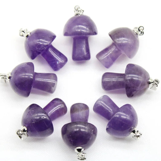 15 stücke Natürliche Stein Anhänger Quarz Kristall Amethyst Achate Aventurin Pilz Stein Anhänger für DIY Machen Zubehör