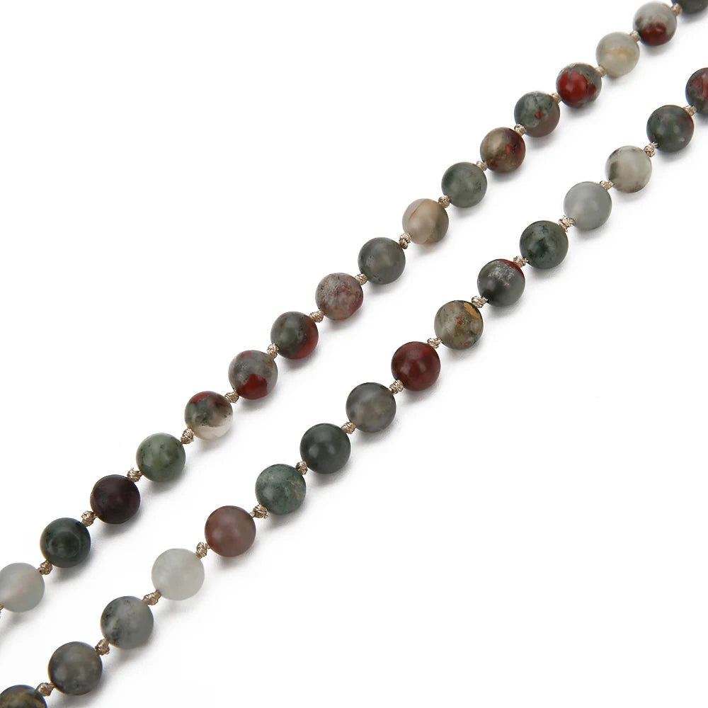 6/8mm Natürliche Blutstein 108 Mala Perlen Verknotet Halskette Meditation Yoga Tibetischen Buddha Kopf Quaste Anhänger Japa Rosenkranz schmuck