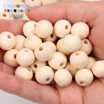 4-50mm 1-1000 Stück natürliche Holzperlen runde Abstandshalter Holzperle bleifreie Kugeln Charms DIY für Schmuckherstellung handgefertigte Accessoires