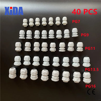40 Stück je 8 PG7 PG9 PG11 PG13,5 PG16 Gewinde Nylon Kabelverschraubung Kit Drahtverbinder Wasserdichter Kunststoff Kabelverschraubung Reduzierstück