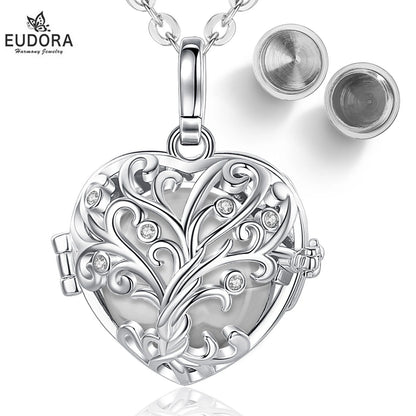 EUDORA 18mm Urne Feuerbestattung Baum des Lebens Käfig Medaillon Asche Halter Andenken Kapsel Halskette Anhänger DIY Gedenken Schmuck für geschenk