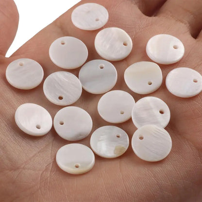 Weißer Stern, rund, Perlmutt-Muschel-Charms, natürliche Muschel-Halsketten-Anhänger für Schmuckherstellung, DIY-Ohrring-Zubehör, 30 Stück