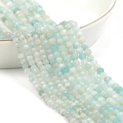 Natürlicher blauer Sandstond 2/3/4 mm facettierte lose Mineralperlen für Schmuckherstellung DIY Weihnachtsgeschenk Armbänder 15'' winziger Stein