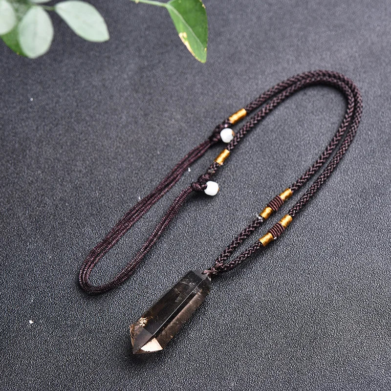1Pc Smokey Quarz Doppel Wies Pendent Kristall Edelstein Natürliche Stein Chakra Healing Kristalle Halskette