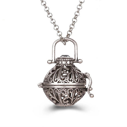 2020 beliebte Multi-Stile hohle Vintage-Halskette Schmuck Musik Ball Schwangerschaft Glocke Halskette Aroma ätherisches Öl Medaillon Anhänger