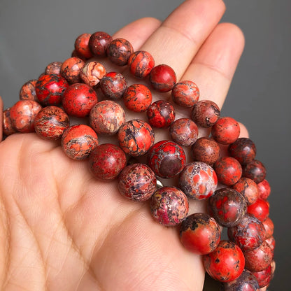 6 8 10mm Naturstein Rotes Meer Sediment Jaspis Perlen Für Schmuck DIY Machen Runde Lose Spacer Perlen Armband zubehör 15''