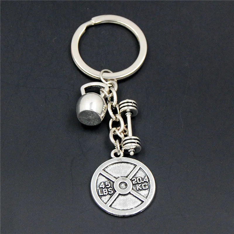 1pc Stärke Sport Hantel Hantel Charme Gewicht Fitness Mit Worten Gym Crossfit Schlüsselring Geschenke Für Mann