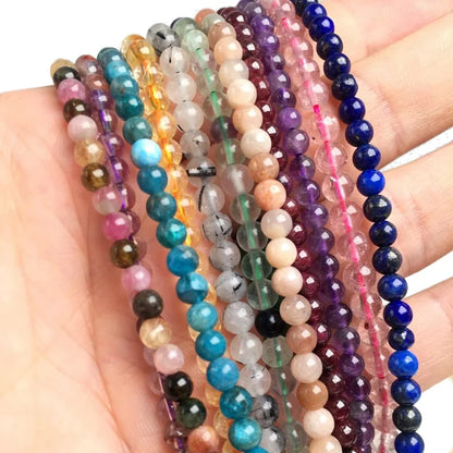 Natürliche 4mm Fluorit Amethyst Sonnenstein Apatit Quarz Perlen Halskette mehrere Farben Geschenke für Mädchen Mode Armband Halsband
