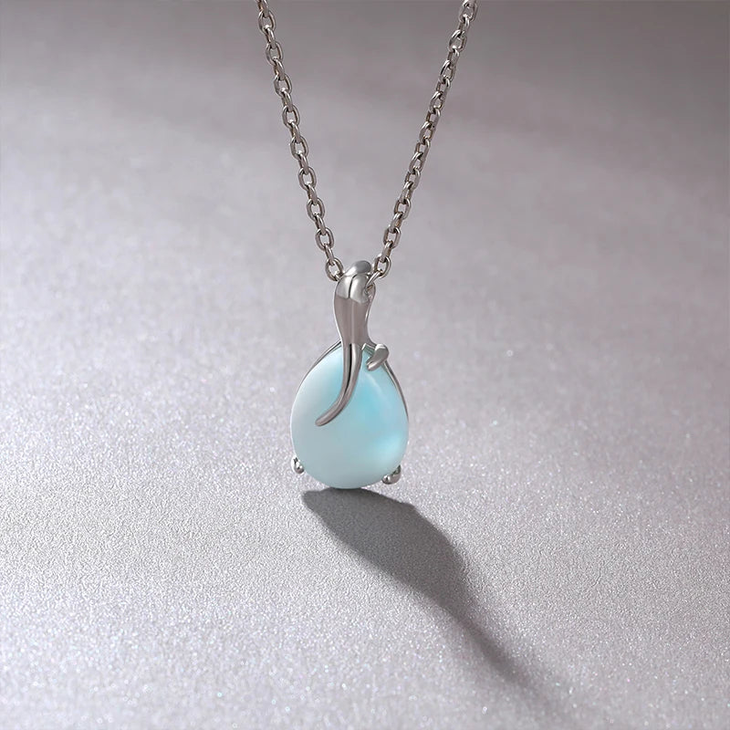Überzogene Gold 925 Sterling Silber Schmuck Geschenke Klassische Anhänger Halskette Natürliche Edel Larimar Retro Frau Oval Charme