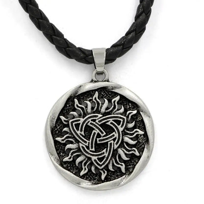 Antique Veles Symbol Weles Choker Sun of God Talisman Pendant Statement Necklace Men's Slavic Amulet Religion Viking Necklaces