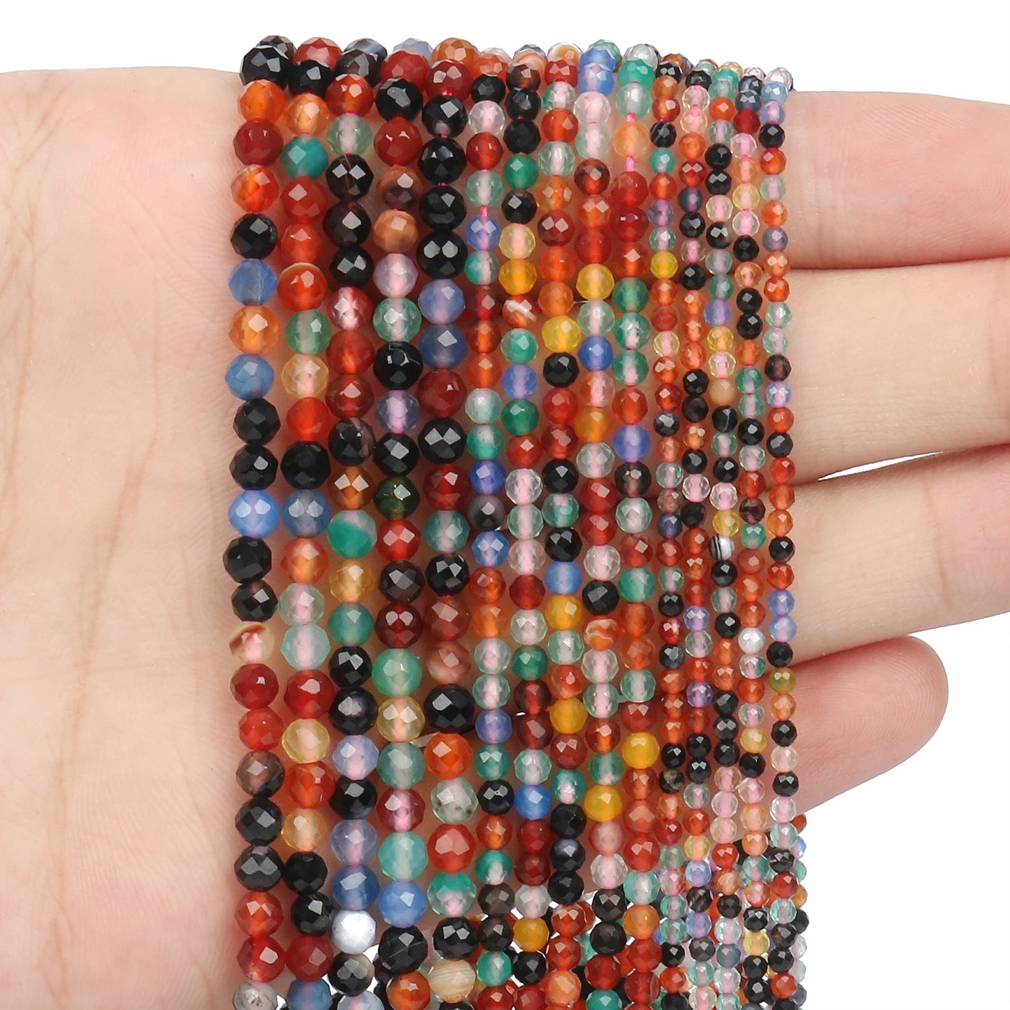 Natürlicher blauer Sandstond 2/3/4 mm facettierte lose Mineralperlen für Schmuckherstellung DIY Weihnachtsgeschenk Armbänder 15'' winziger Stein
