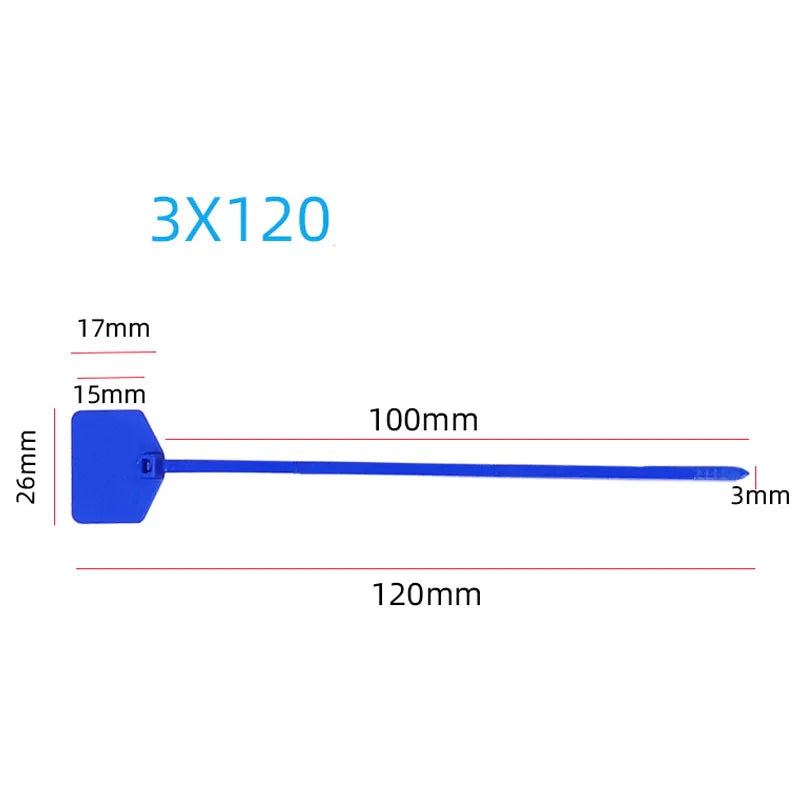 100 stücke 3*120mm Farbe Nylon Wasserdicht Etikett Krawatten Netzwerk Lock Kabelbinder Identifizierung Platte Kunststoff Dichtung Mark zeichen für Drähte