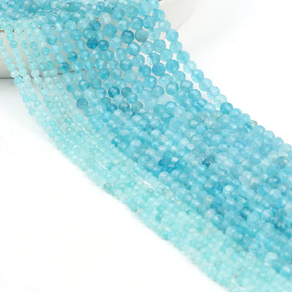 Natürlicher blauer Sandstond 2/3/4 mm facettierte lose Mineralperlen für Schmuckherstellung DIY Weihnachtsgeschenk Armbänder 15'' winziger Stein