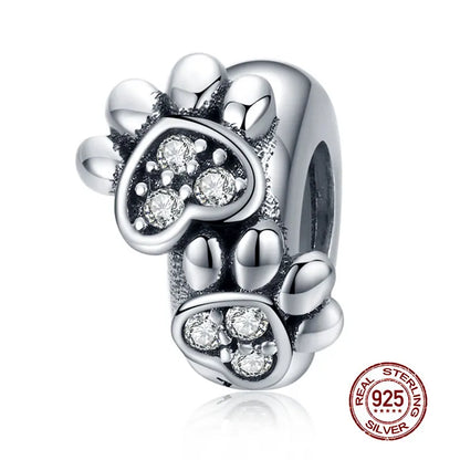 WOSTU 925 Sterling Silber Tier Cat Charm Anhänger Herz Familie Marienkäfer Bee Perlen Fit Original Armband DIY Schmuck Für Frauen