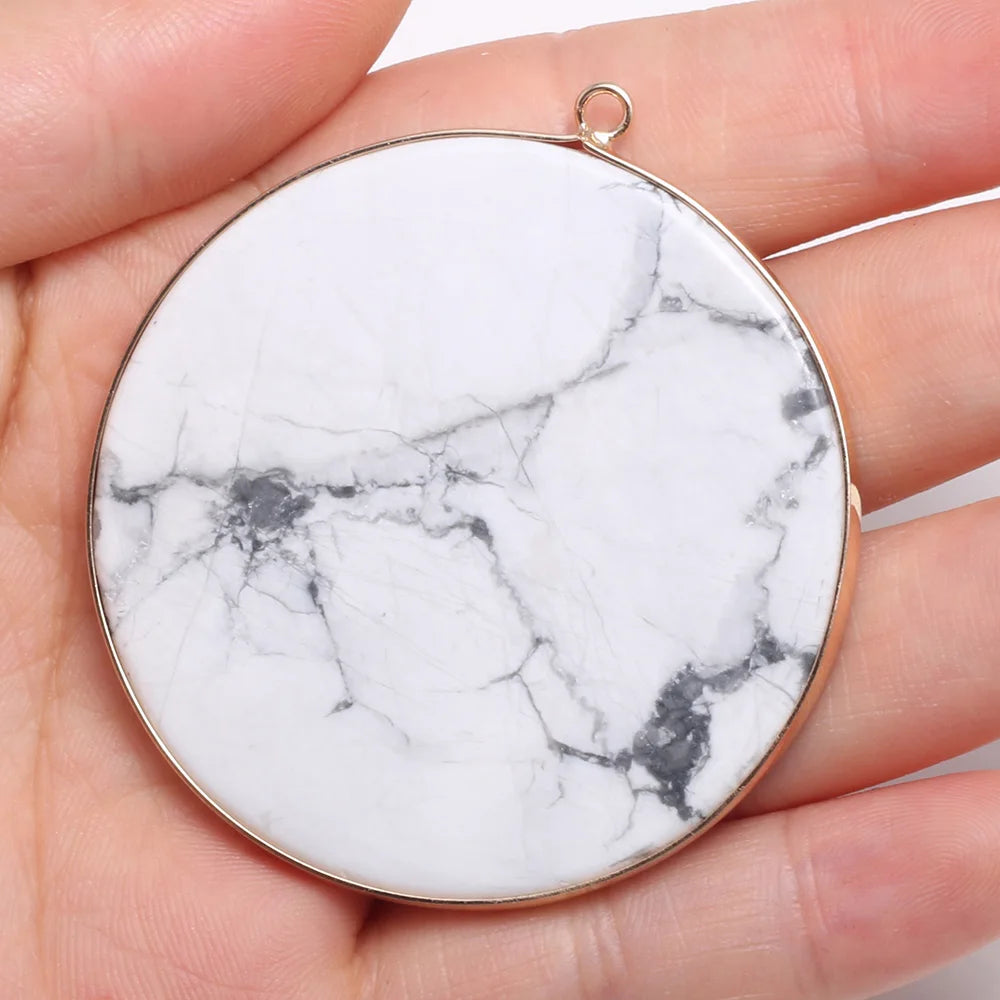 Natürliche Stein Achate Anhänger Disc Form Quarz Kristall Charms Anhänger Für DIY Schmuck Machen Halskette Zubehör Größe 50x55mm