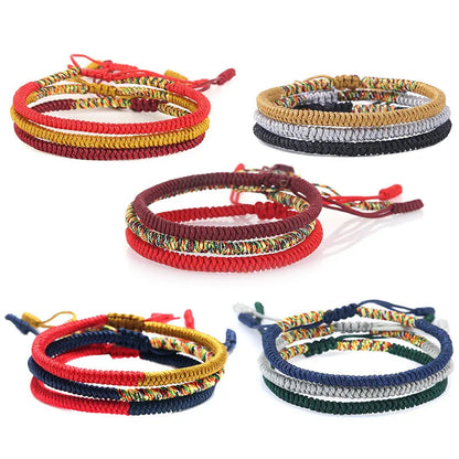 Multicolored Thread Bracelet, Tibetan Buddhism, Love, Lucky Charm, Tibetan Bracelets and Bangles for Women and Men, Handmade Knotted Rope