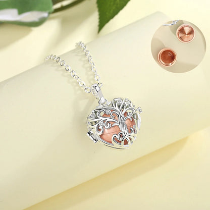 EUDORA 18mm Urne Feuerbestattung Baum des Lebens Käfig Medaillon Asche Halter Andenken Kapsel Halskette Anhänger DIY Gedenken Schmuck für geschenk