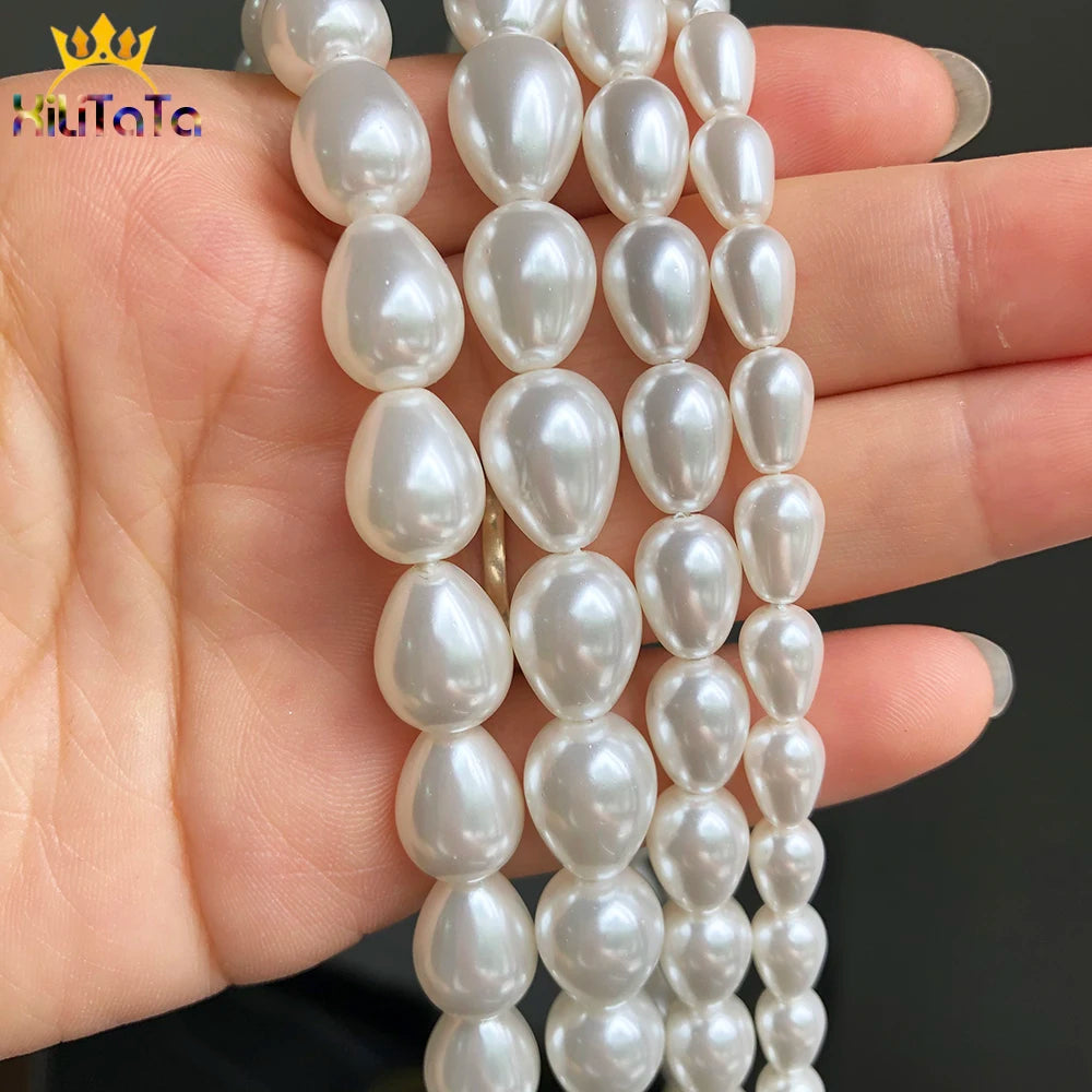 Natürliche Wasser Tropfen Perlen Weiße Shell Perlen Lose Spacer Perlen Für DIY Schmuck Machen Armband Zubehör 15'' 6*9 8*11 10*13mm