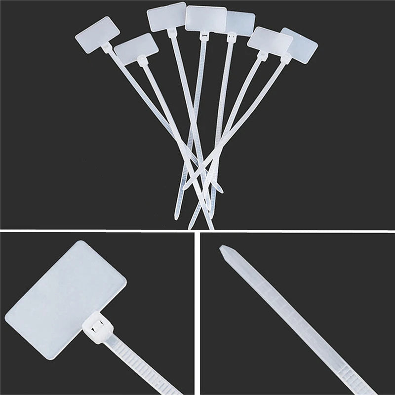 100 Stück Kabelbinder zum Schreiben von Draht, Stromkabel, Etiketten, Markierungsetiketten, Nylon, selbstsichernde Krawatte, Netzwerkkabel, Markierungskabel, Drahtband, Reißverschluss