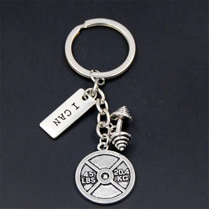 1pc Stärke Sport Hantel Hantel Charme Gewicht Fitness Mit Worten Gym Crossfit Schlüsselring Geschenke Für Mann