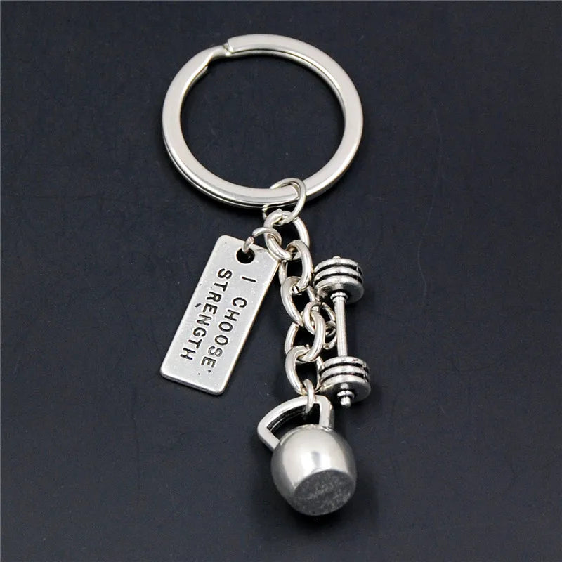 1pc Stärke Sport Hantel Hantel Charme Gewicht Fitness Mit Worten Gym Crossfit Schlüsselring Geschenke Für Mann