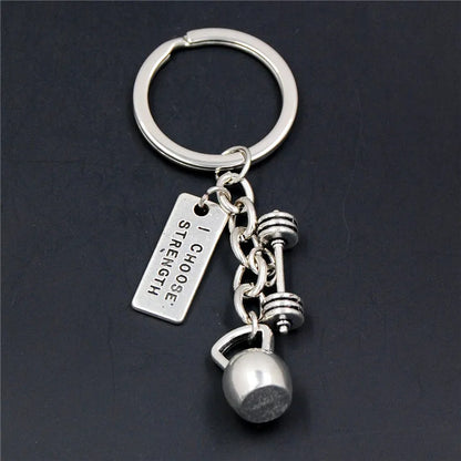 1pc Stärke Sport Hantel Hantel Charme Gewicht Fitness Mit Worten Gym Crossfit Schlüsselring Geschenke Für Mann