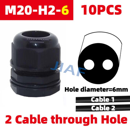 10PCS Mehr Löcher Wasserdichte Kunststoff Kabelverschraubung M20 * 1,5 Mit Abschlepplöcher M25 * 1,5 Nylonverschraubung M32 * 1,5 Schwarz Grau Dichtungsverbindung M16
