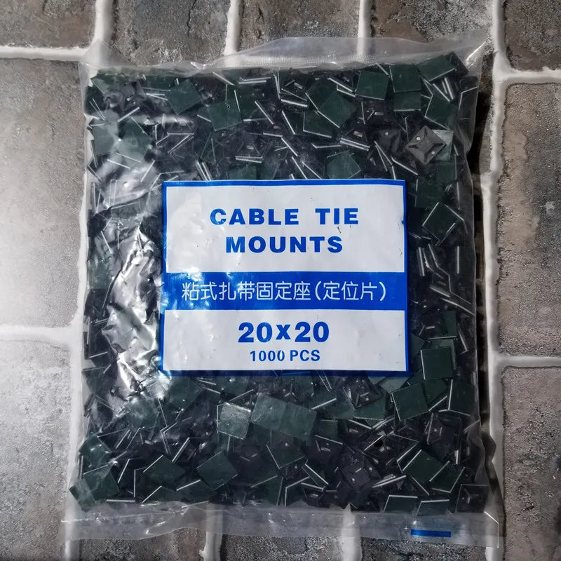 Kabelbinder 250/500/1000 Stück Kabelbasis Schwarz und Weiß Kfz-Kabel Selbstklebende Halterung Kabelbinderhalter Basis