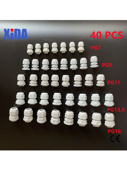 40 Stück je 8 PG7 PG9 PG11 PG13,5 PG16 Gewinde Nylon Kabelverschraubung Kit Drahtverbinder Wasserdichter Kunststoff Kabelverschraubung Reduzierstück