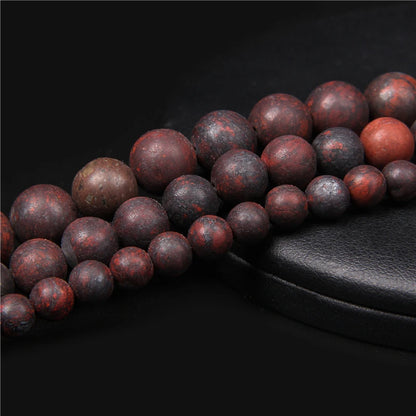RISYF Klassische Männer Armband Zubehör Natürliche Matte Blutstein Runde Lose Spacer Perlen Für Schmuck Machen DIY 15.5 "Strang